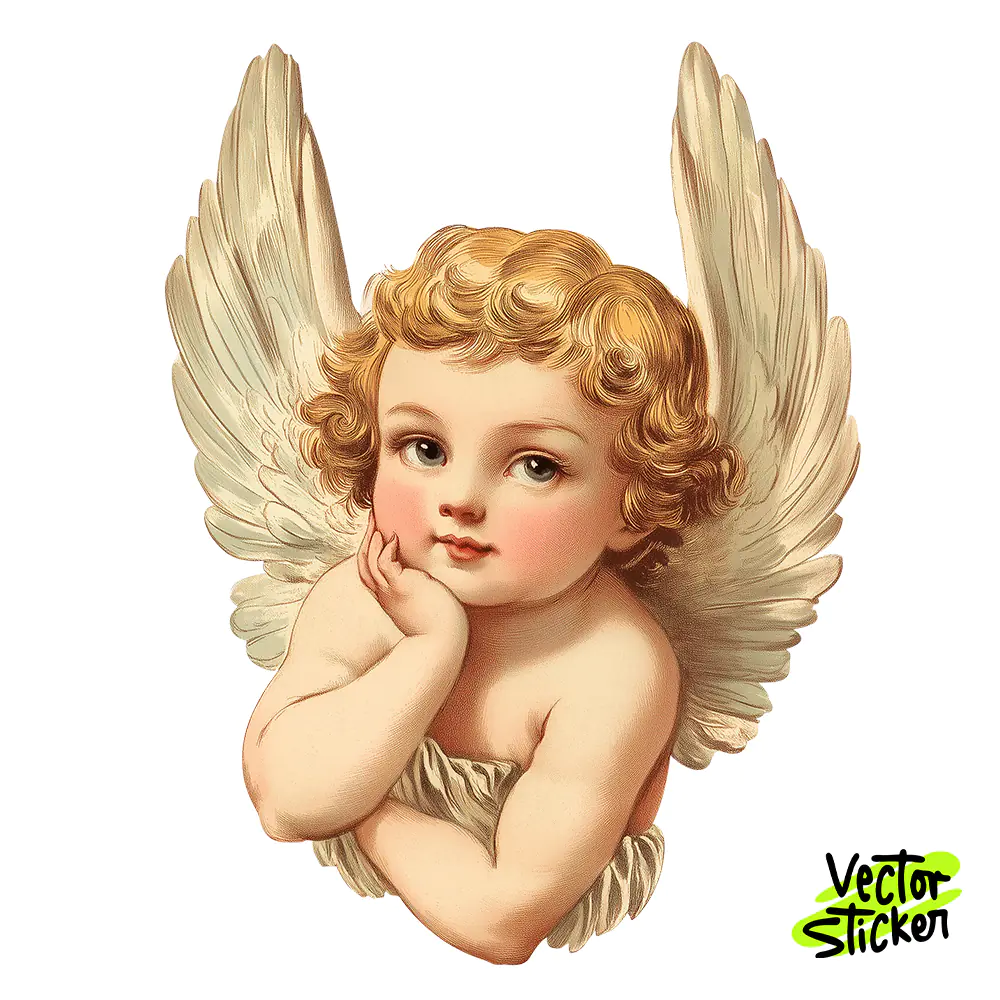 Renaissance Angel Tshirt Design – Cute Vintage Cherub | VectorSticker Free PNG Download