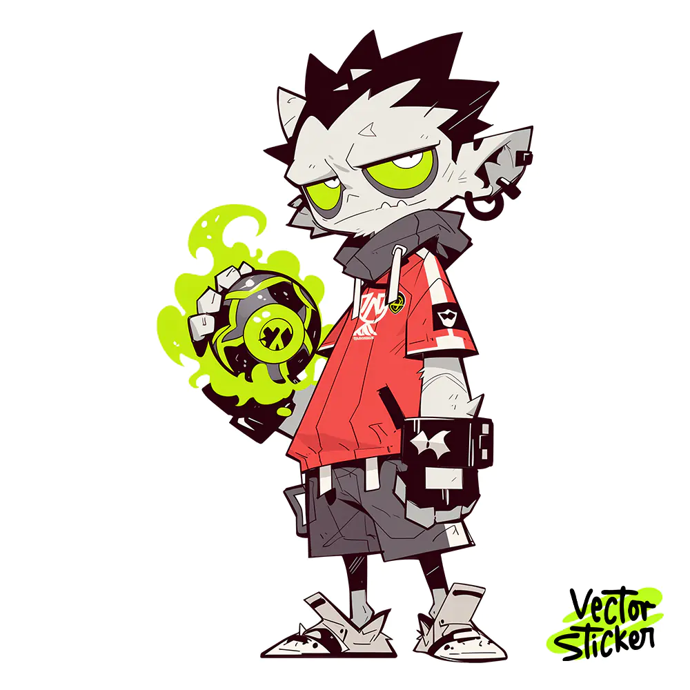 Anime Goblin Athlete Sticker Design – Streetwear Vibe | VectorSticker Free PNG Download