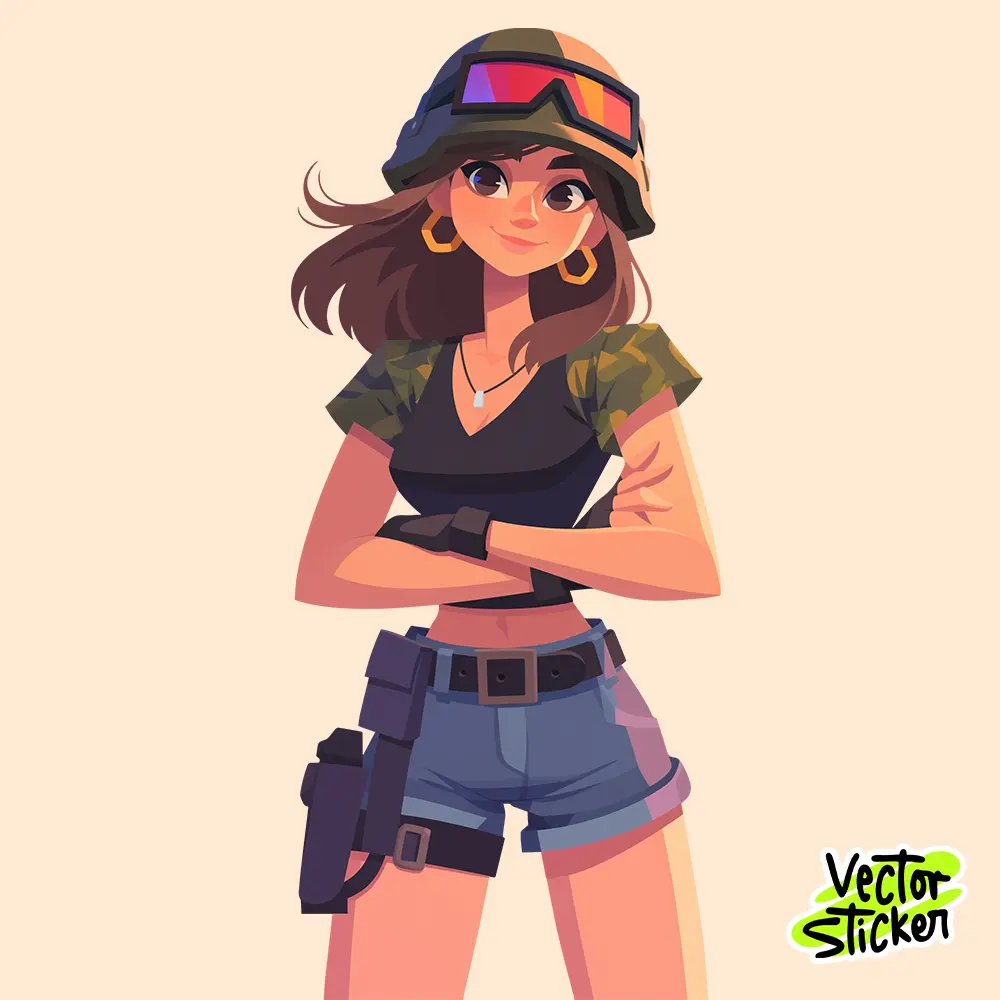 Cartoon PUBG Girl - Half Body Style