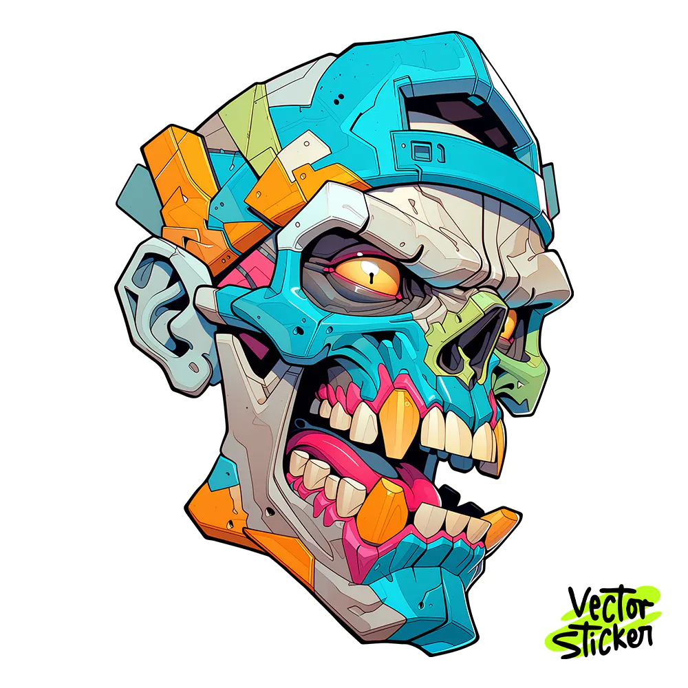 Graffiti Skull Head Sticker Design – Streetwear Vibe | VectorSticker Free PNG Download