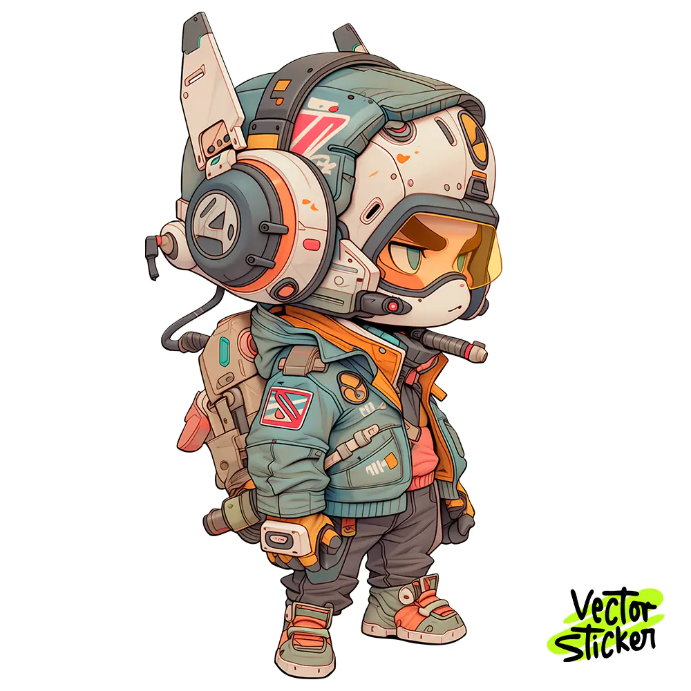 Chibi Kid Pilot Sticker Design – Techwear Vibe | VectorSticker Free PNG Download