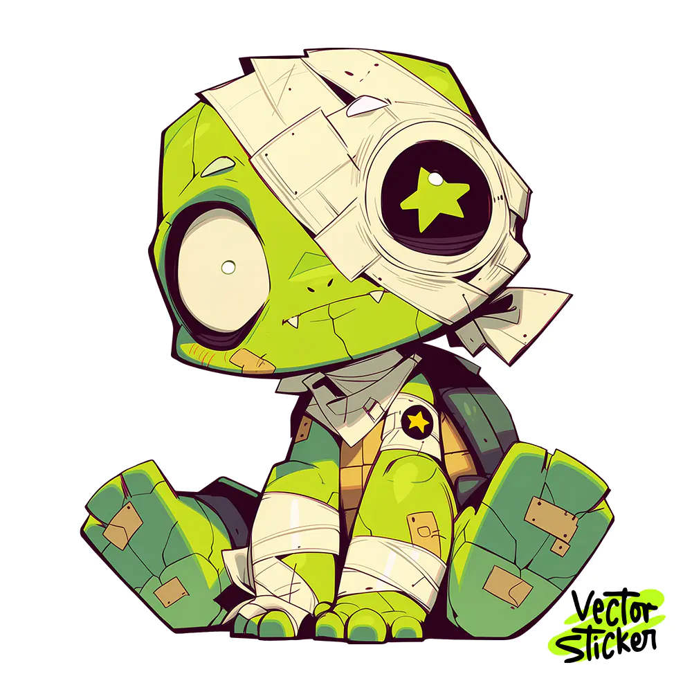 Chibi Ninja Turtle Sticker Design – Cute Comic Style | VectorSticker Free PNG Download