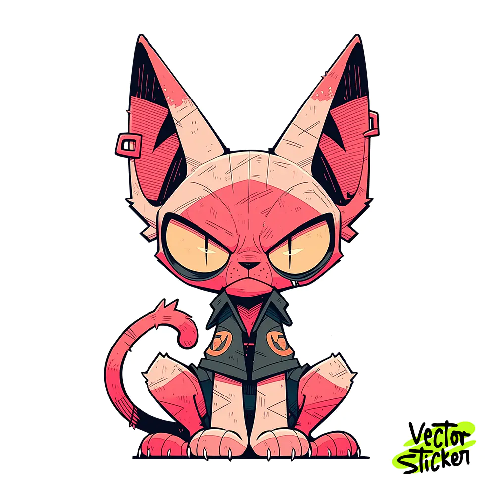 Sphynx Cat Doll Sticker Design – Punk Gothic Style | VectorSticker Free PNG Download