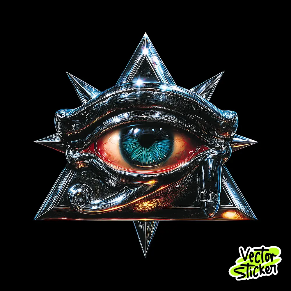 Chrome Eye of Horus Pyramid All Seeing Eye Vector Sticker – VectorSticker Free PNG