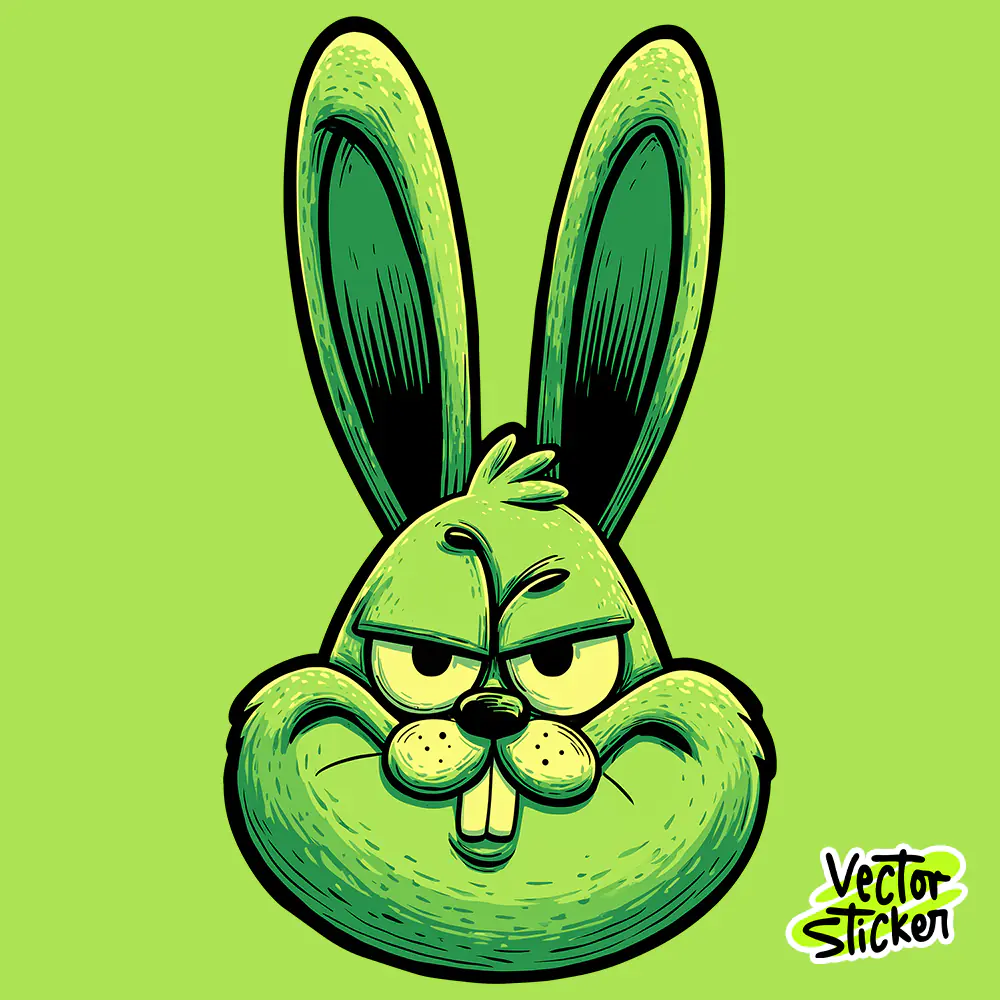 Grumpy Green Bad Rabbit Sticker | VectorSticker Free PNG Download