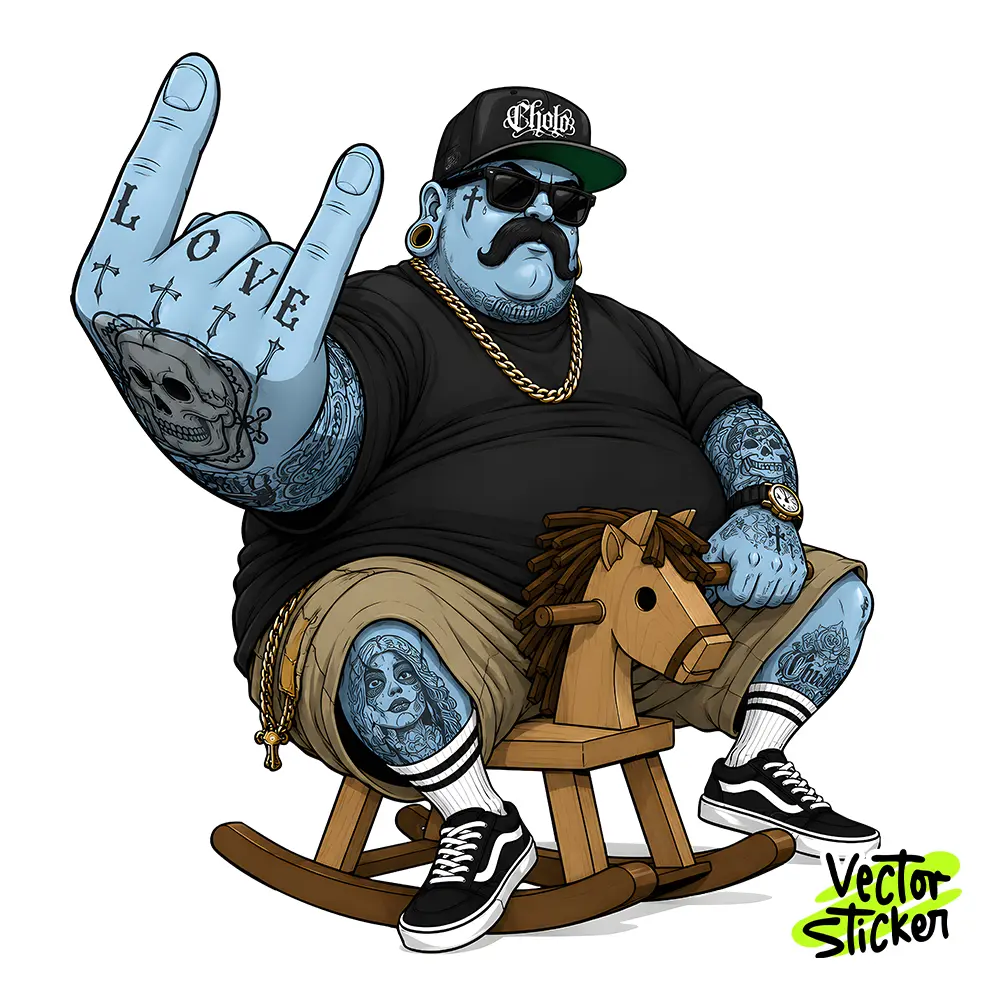 Tattooed Chicano Man Illustration – Streetwear Style | VectorSticker Free PNG