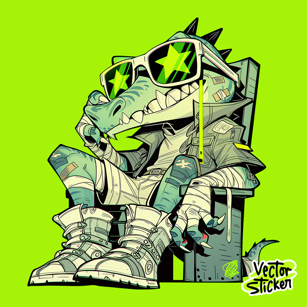 Urban Crocodile Sticker Design – Streetwear Character | VectorSticker Free PNG Download