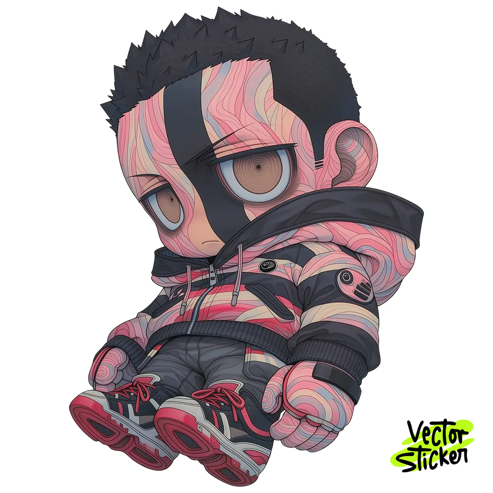 Chibi Sumo Streetwear Boy Sticker Design – Animecore | VectorSticker Free PNG Download