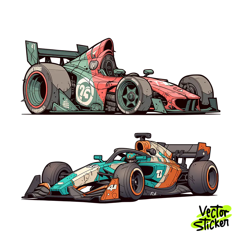 Racing Car Sticker Designs  | VectorSticker Free PNG Download