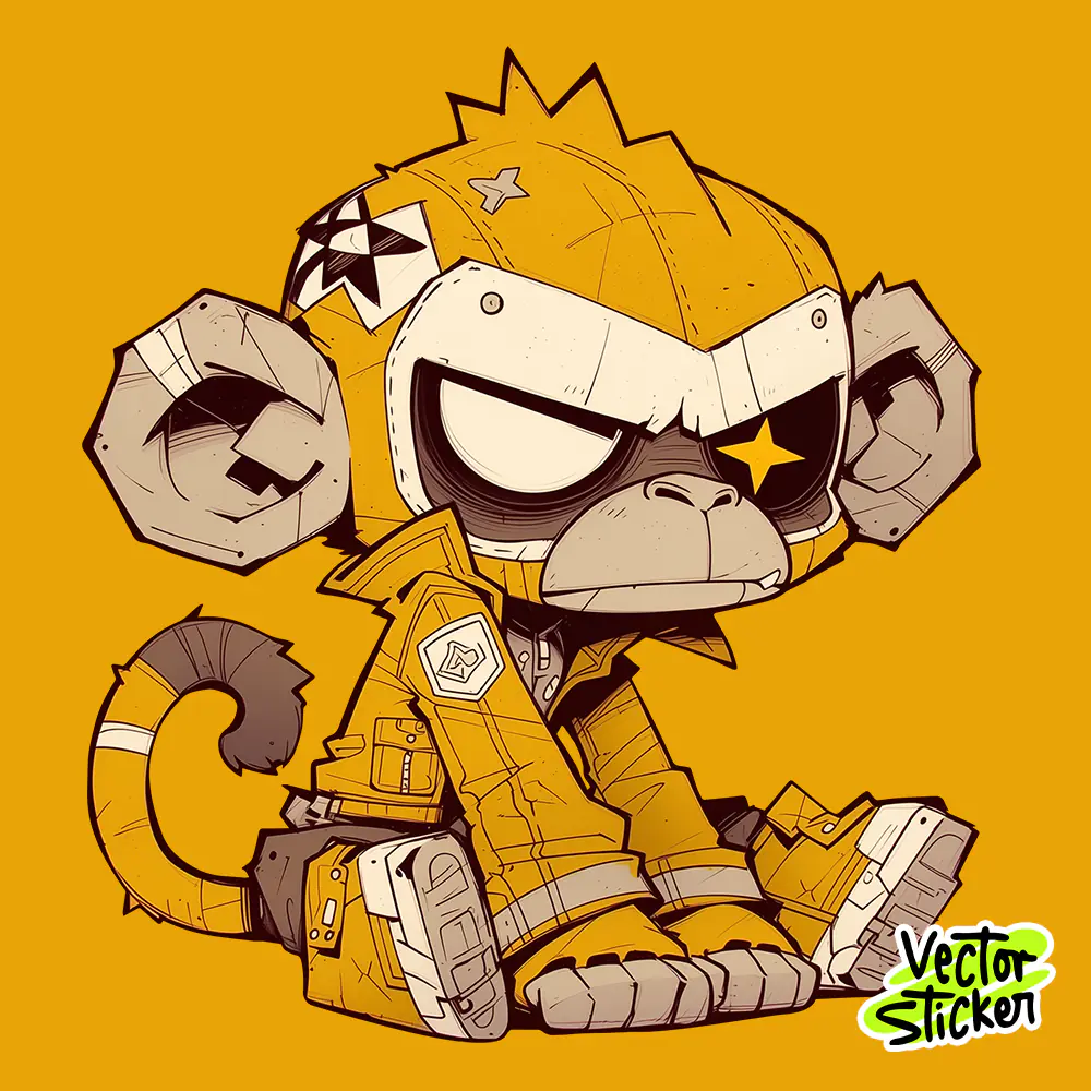 Streetwear Monkey Pilot Sticker Design – Cool Mascot | VectorSticker Free PNG Download