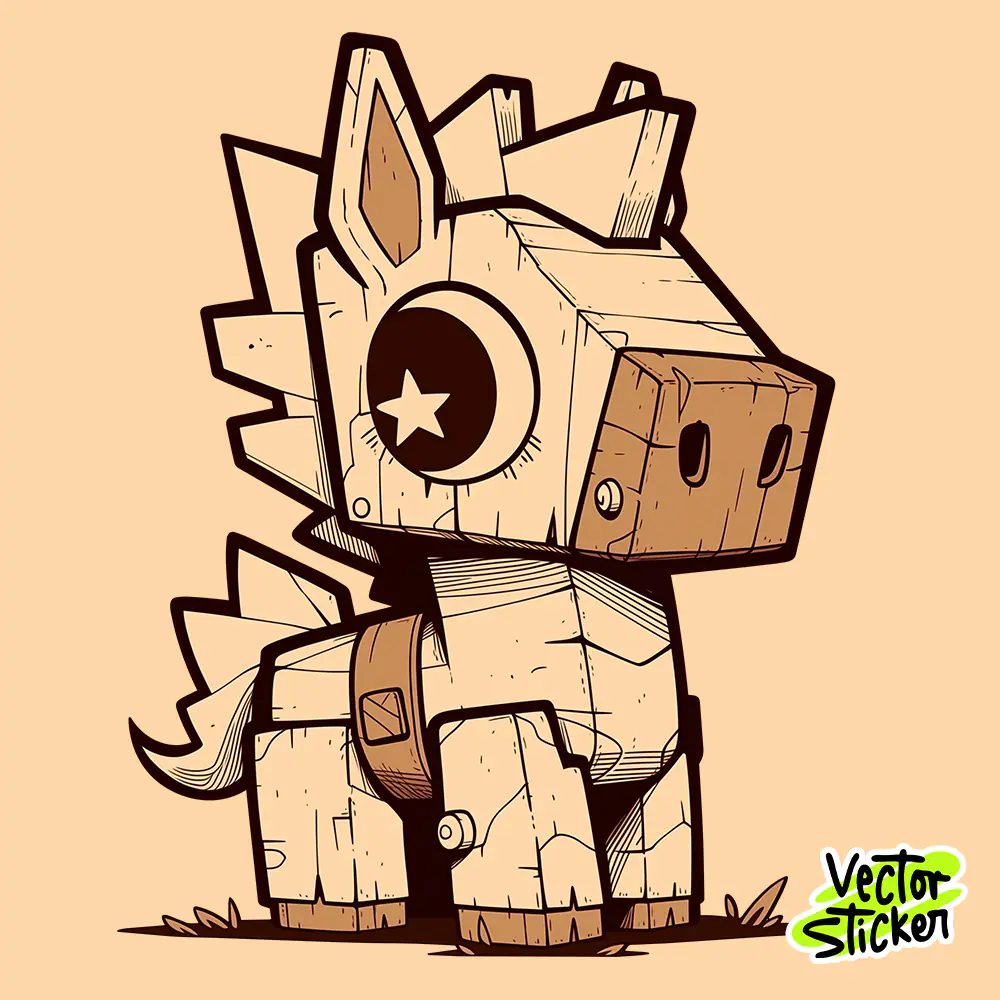 Wooden Toy Horse Vector Sticker Design | VectorSticker Free PNG Download