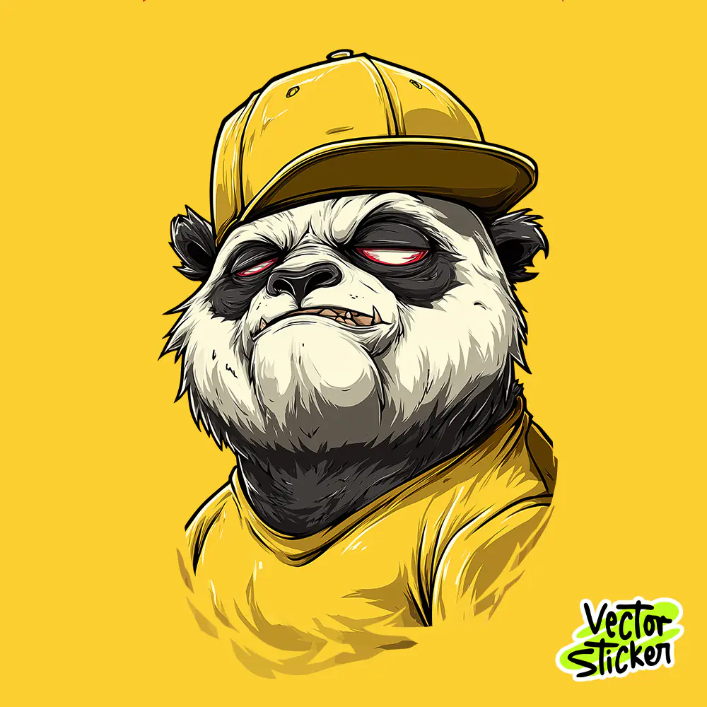 Grumpy Panda Head Streetwear Sticker | VectorSticker Free PNG Download