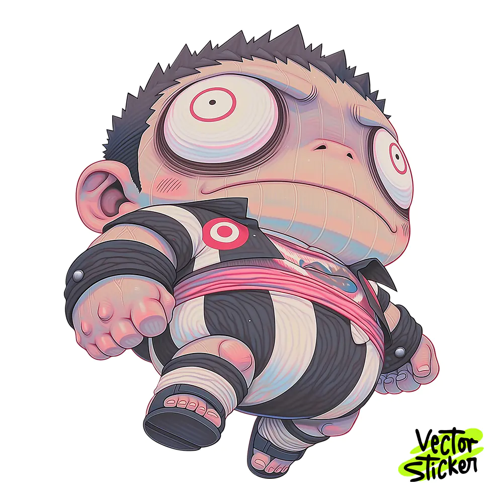 Chibi Sumo Wrestler Hypnotic Eyes Sticker Design – Chibi Style | VectorSticker Free PNG Download