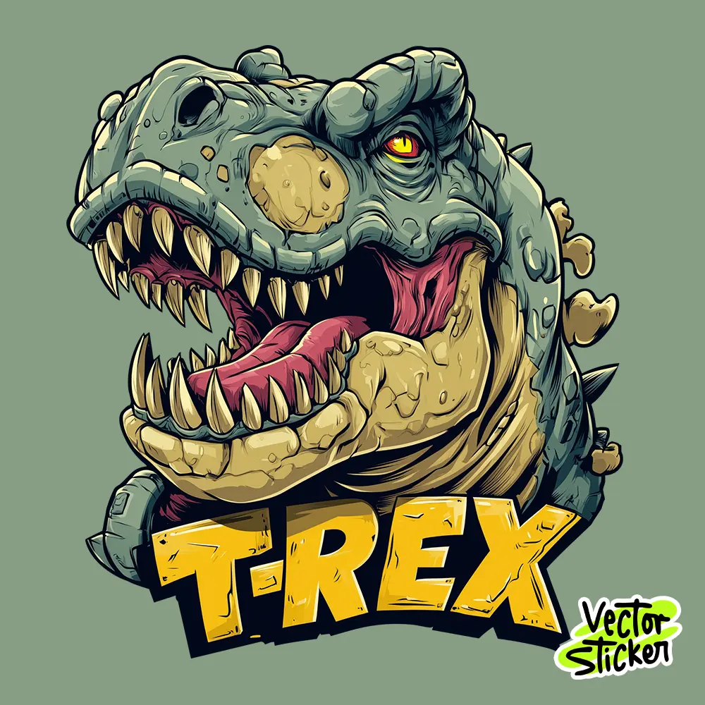 Head of T-Rex - Vintage Comic Style