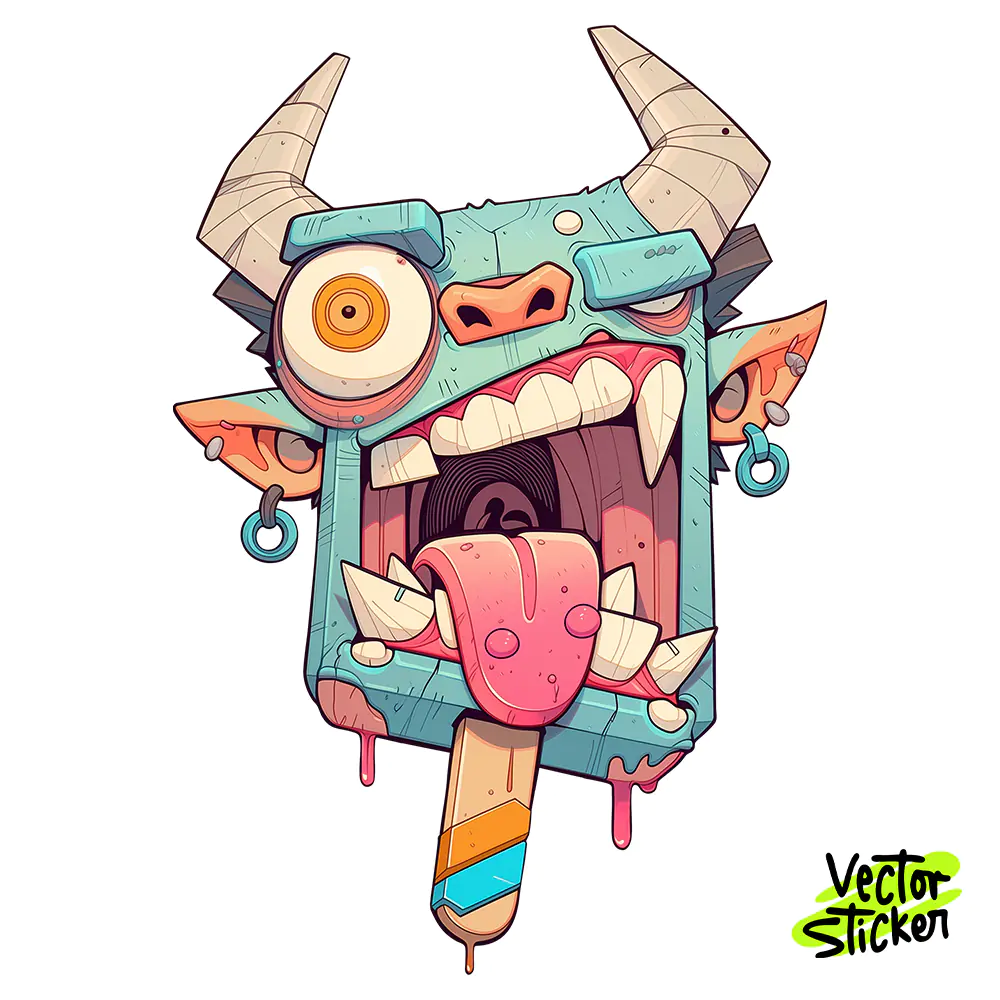 Cute Popsicle Monster Sticker Design – Kawaii Vibe | VectorSticker Free PNG Download