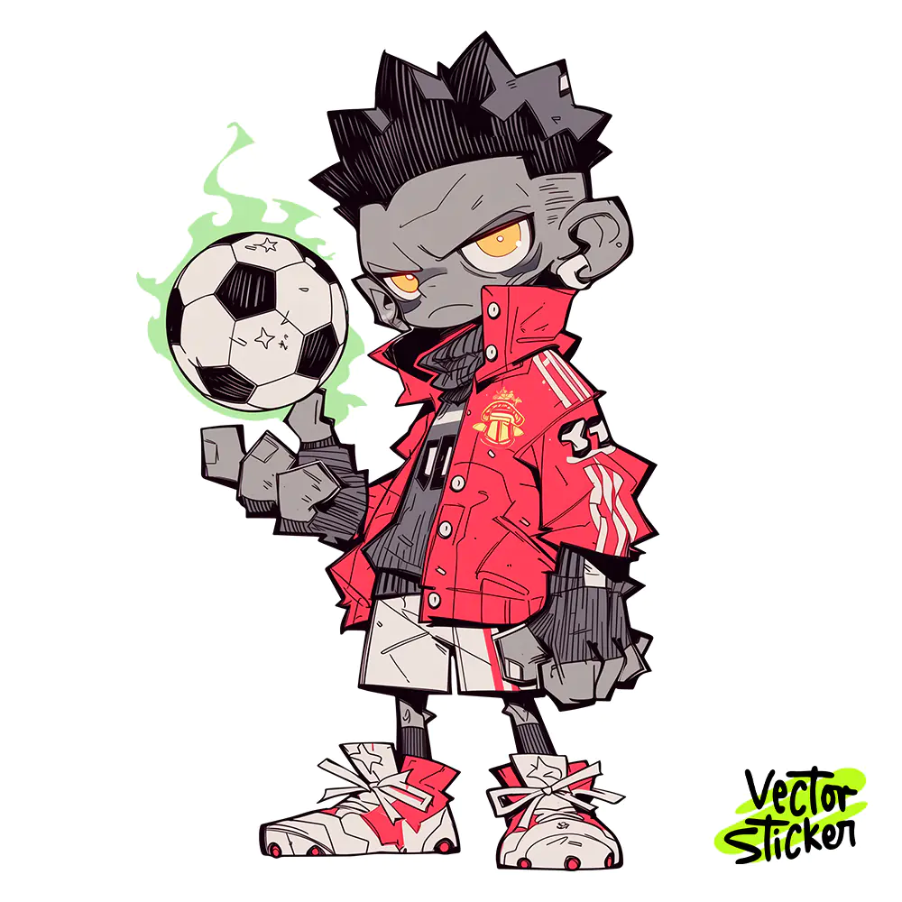Soccer Boy Sticker Design – Grunge Streetwear | VectorSticker Free PNG Download