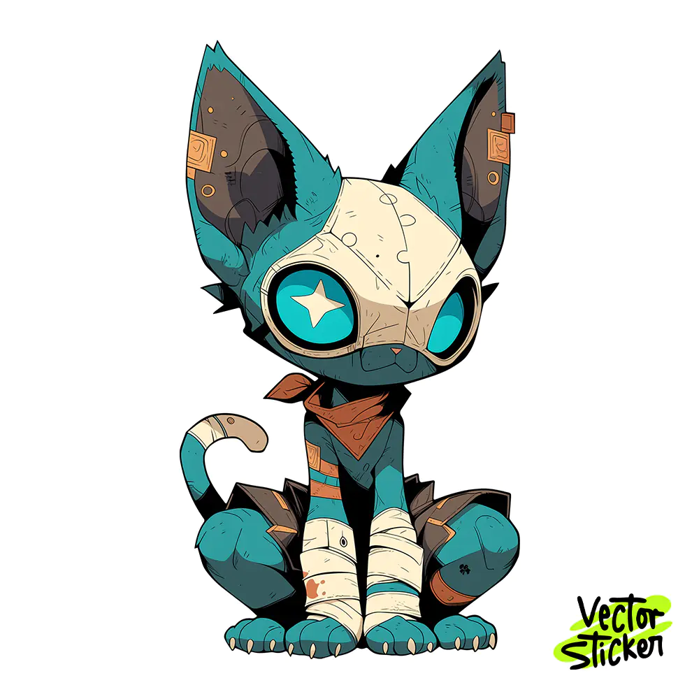 Chibi Cyberpunk Sphynx Cat Sticker Design | VectorSticker Free PNG Download