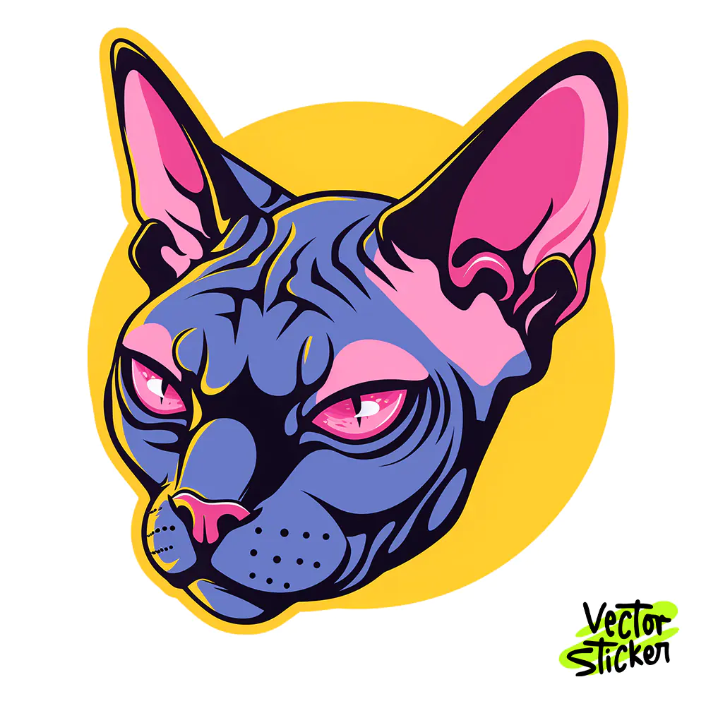 Sphynx Cat Head Tshirt Design – Pop Art Vibe | VectorSticker Free PNG Download
