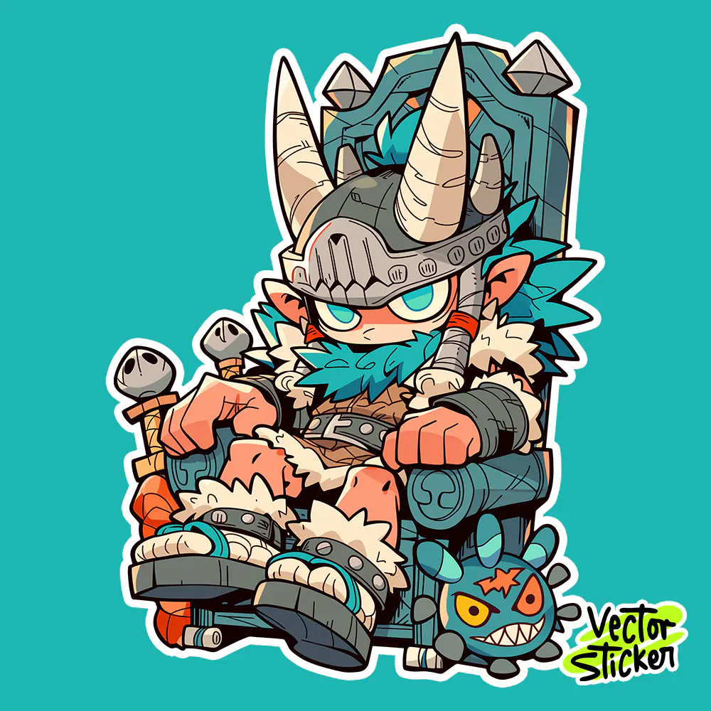 Animecore Viking King Sticker Design | VectorSticker Free PNG Download