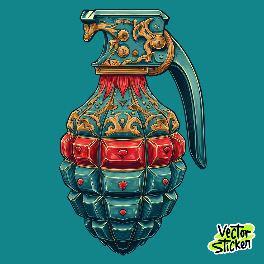 Ornate Filigree Grenade Tshirt Design | VectorSticker Free PNG Download