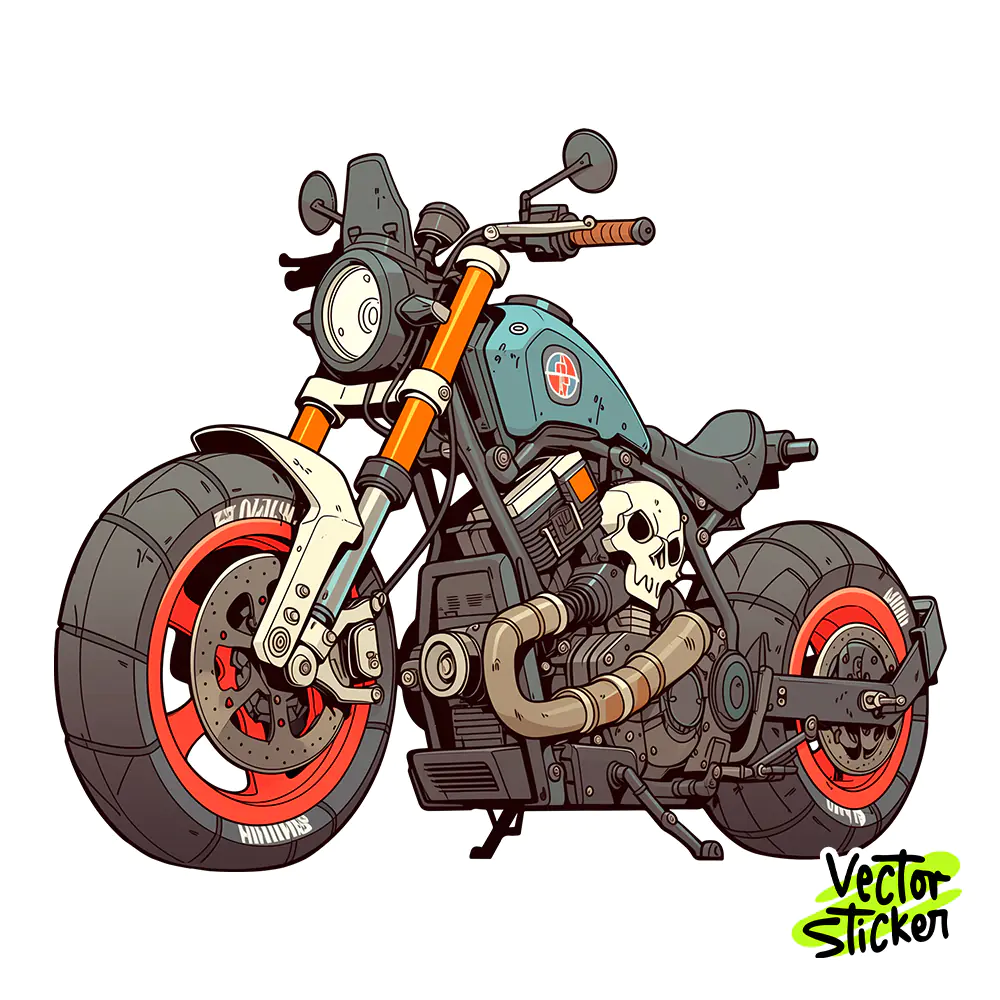 Cyberpunk Motorbike Sticker – Urban Vibe | VectorSticker Free PNG Download