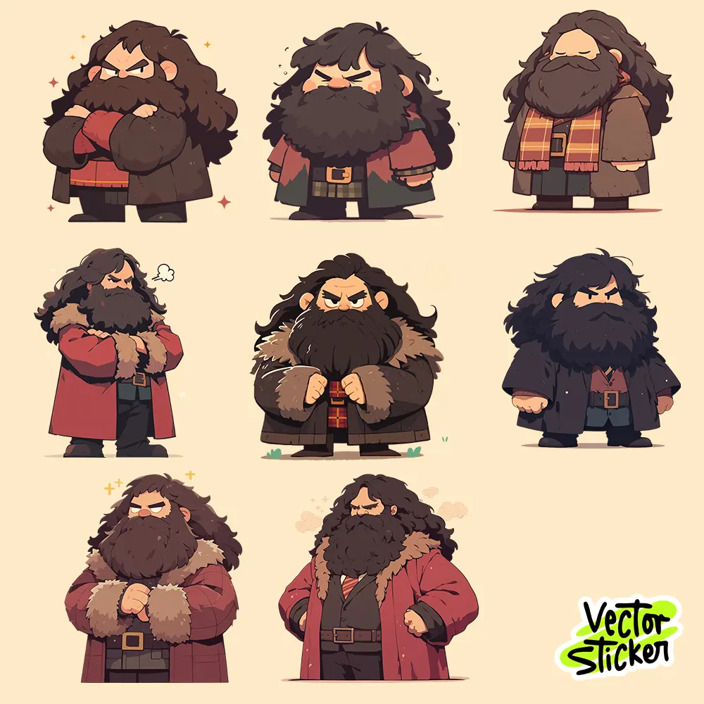 Cute Cartoon Hagrid Sticker Pack