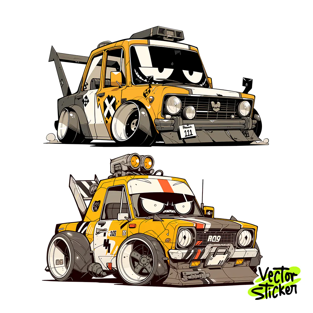 Yellow Taxi Sticker Design – Urban Style | VectorSticker Free PNG Download