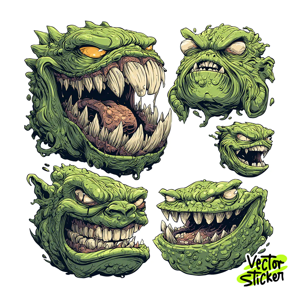 Creepy Monster Tshirt Design – Slimepunk Style | VectorSticker Free PNG Download