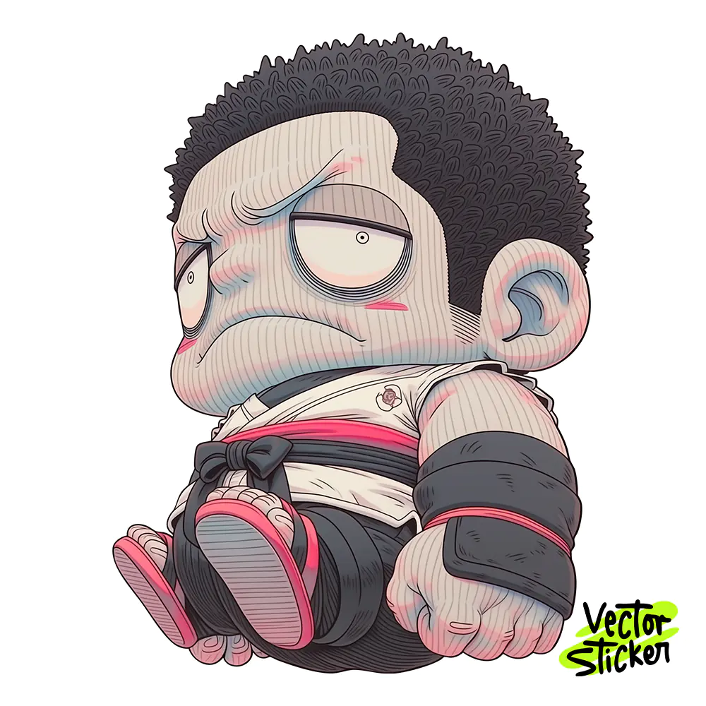 Fat Sumo Fighter Sticker Design – Grunge Animecore Vibe | VectorSticker Free PNG Download