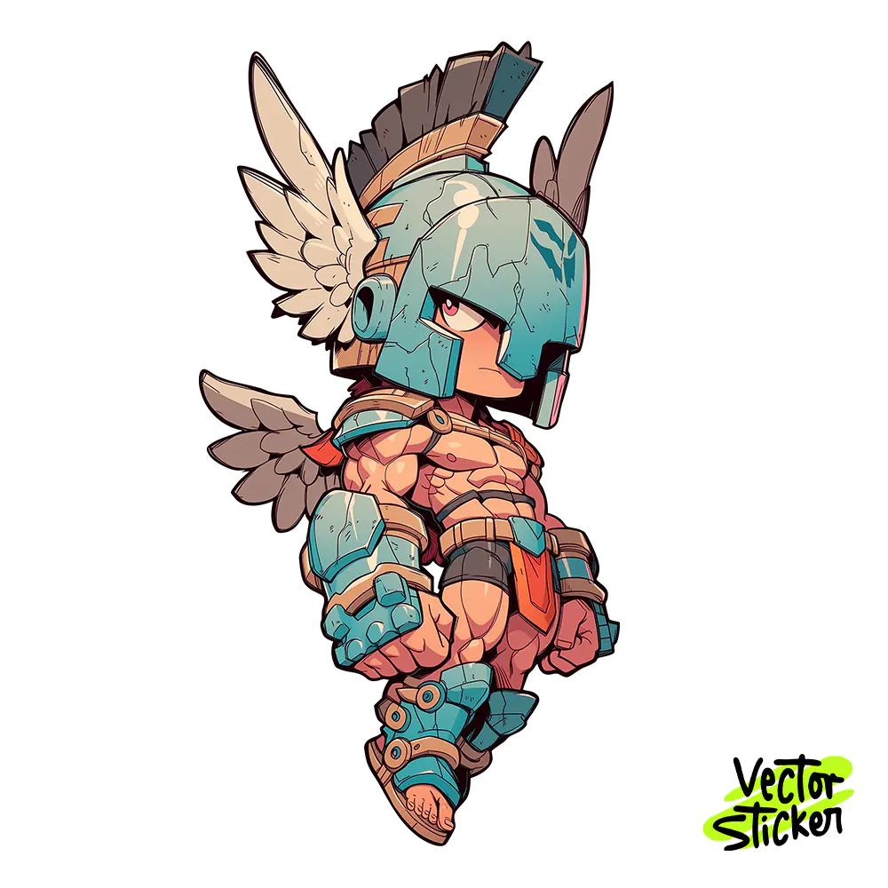 Chibi Winged Spartan Warrior Sticker Design – Streetwear Vibe | VectorSticker Free PNG Download
