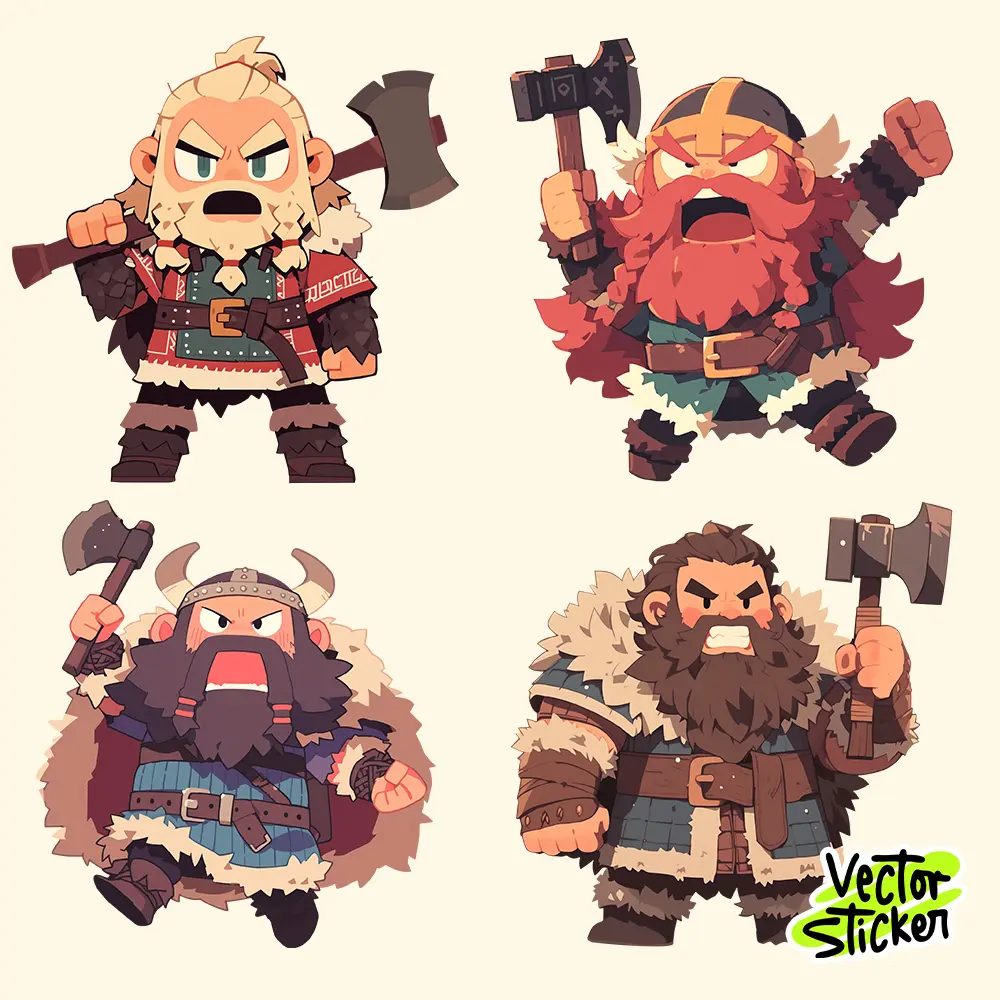 Chibi Cute Viking Sticker Pack