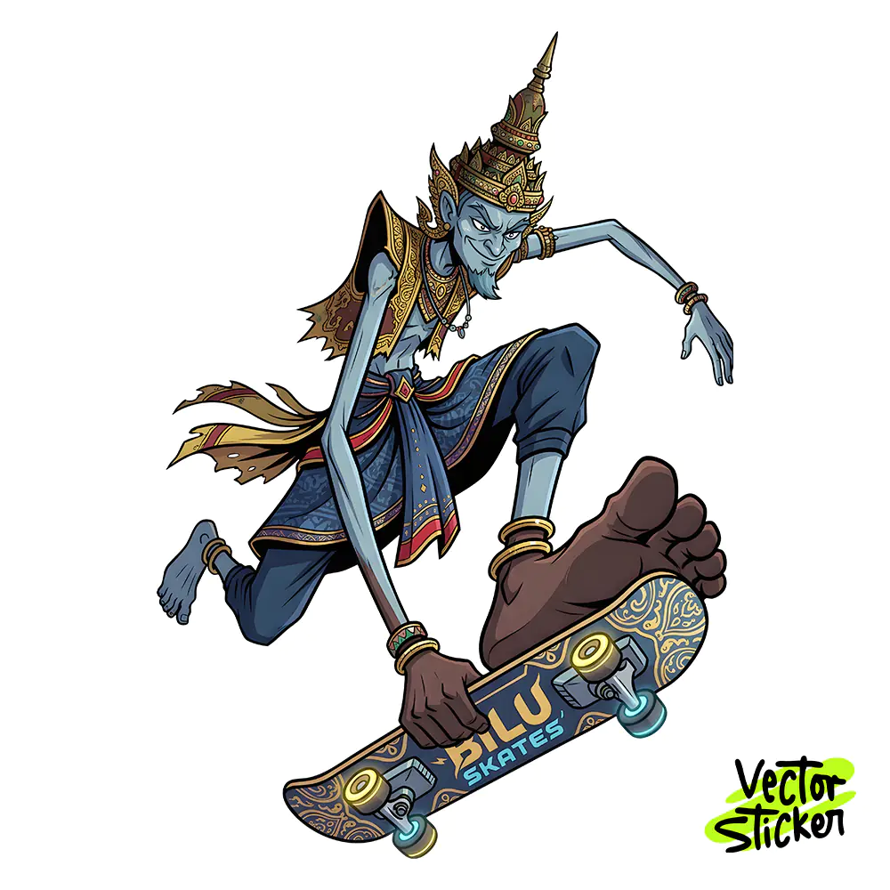Sinner God Sticker Design – Edgy Mythical Skateboard Style | VectorSticker Free PNG Download