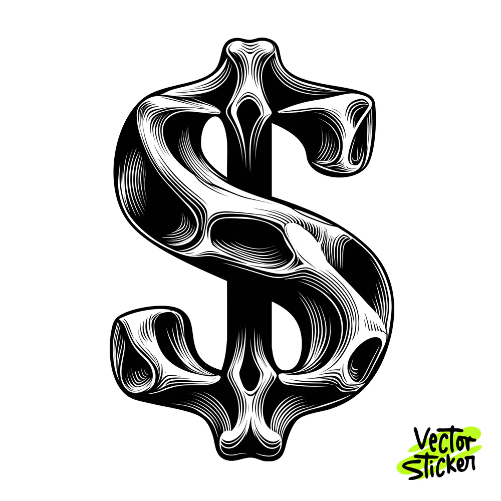 Bone Dollar Sign Tshirt Design – Gothic Vibe | VectorSticker Free PNG Download
