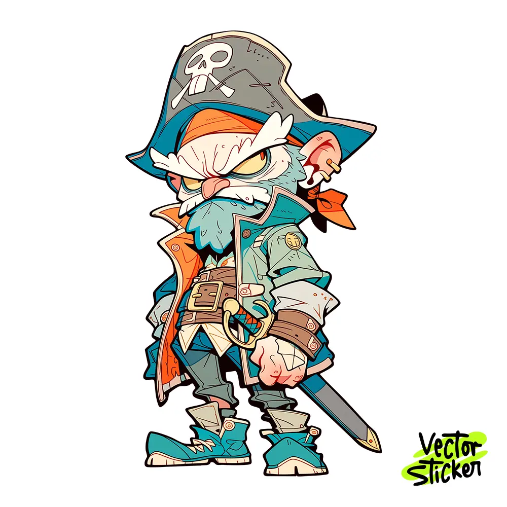 Urban Old Man Pirate Sticker Design – Streetwear Art | VectorSticker Free PNG Download