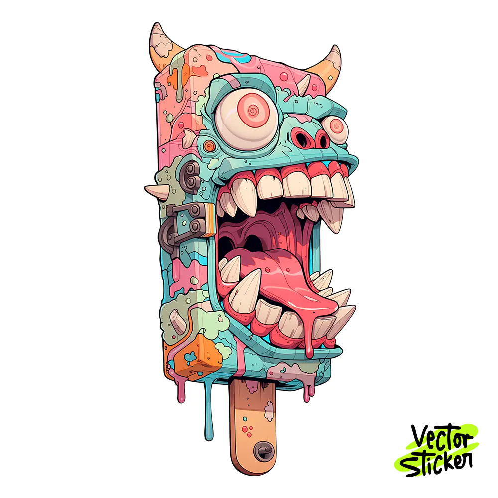 Popsicle Monster Sticker Design – Pop Art Vibe | VectorSticker Free PNG Download