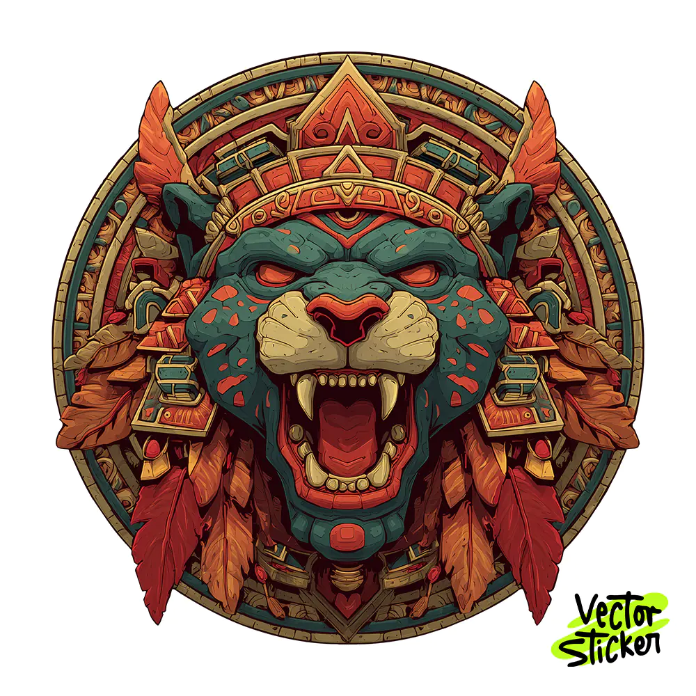 Aztec Panther Warrior Tshirt Design – Tribal Mascot | VectorSticker Free PNG Download