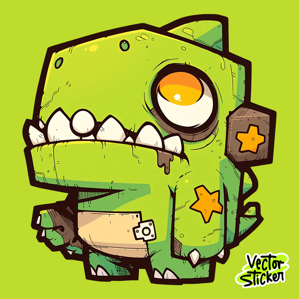 Kawaii Horror Chubby Monster Sticker | VectorSticker Free PNG Download