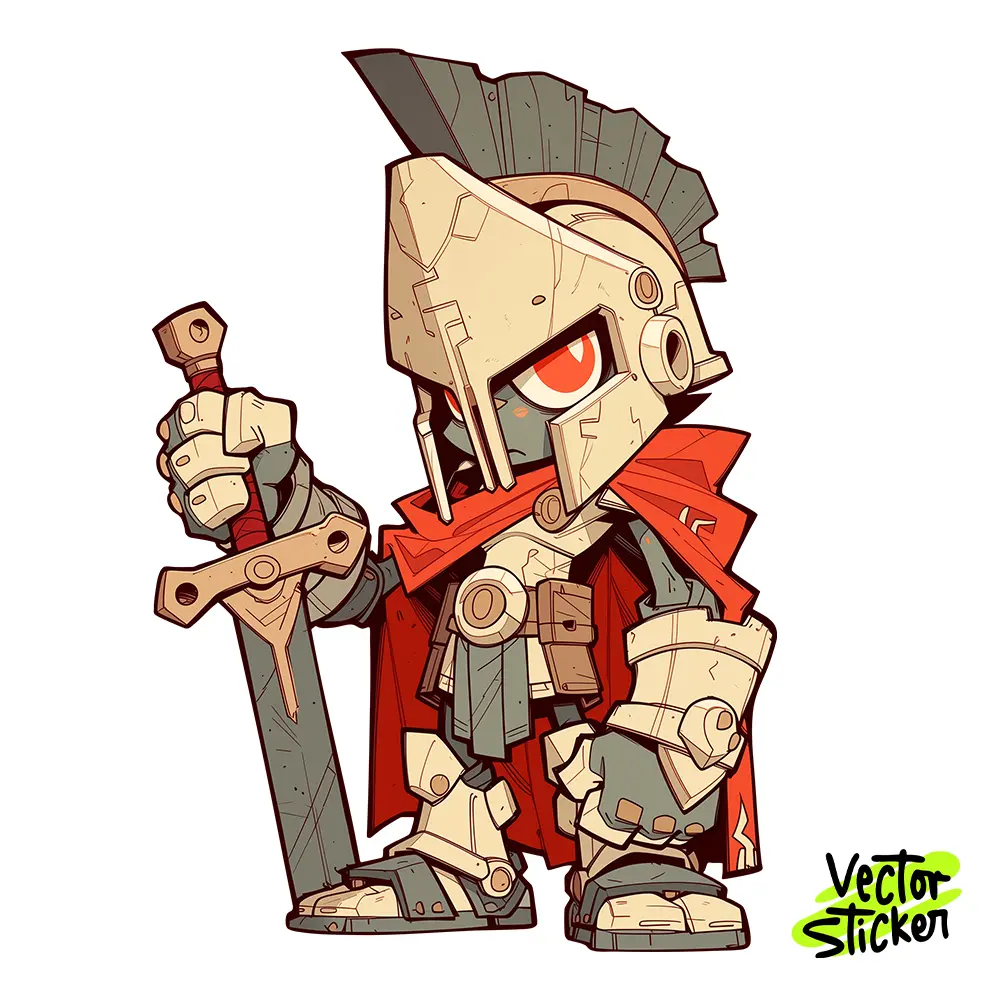 Spartan Warrior Sticker Design – Cartoon Ancient Greece | VectorSticker Free PNG Download