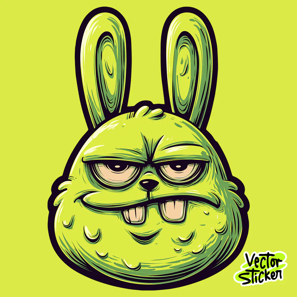 Grumpy Rabbit Head Sticker Design – Bad Bunny | VectorSticker Free PNG Download