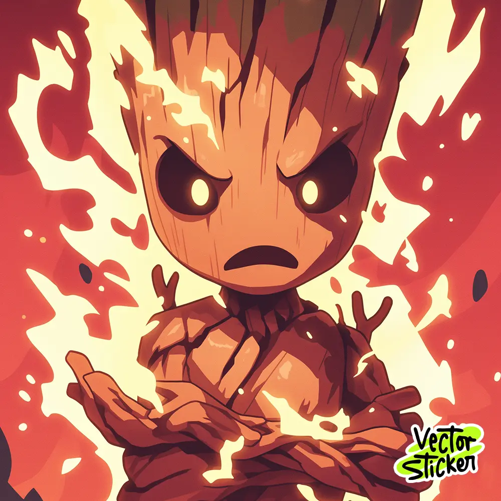 Marvel Character Young Groot Illustration Wallpaper