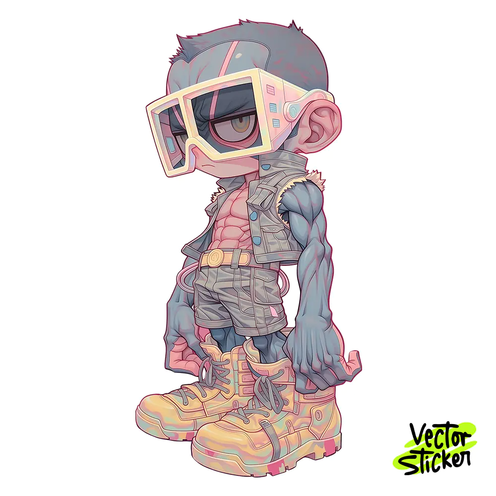 Chibi Visor Cyclops Warrior Sticker Design – Streetwear Vibe | VectorSticker Free PNG Download
