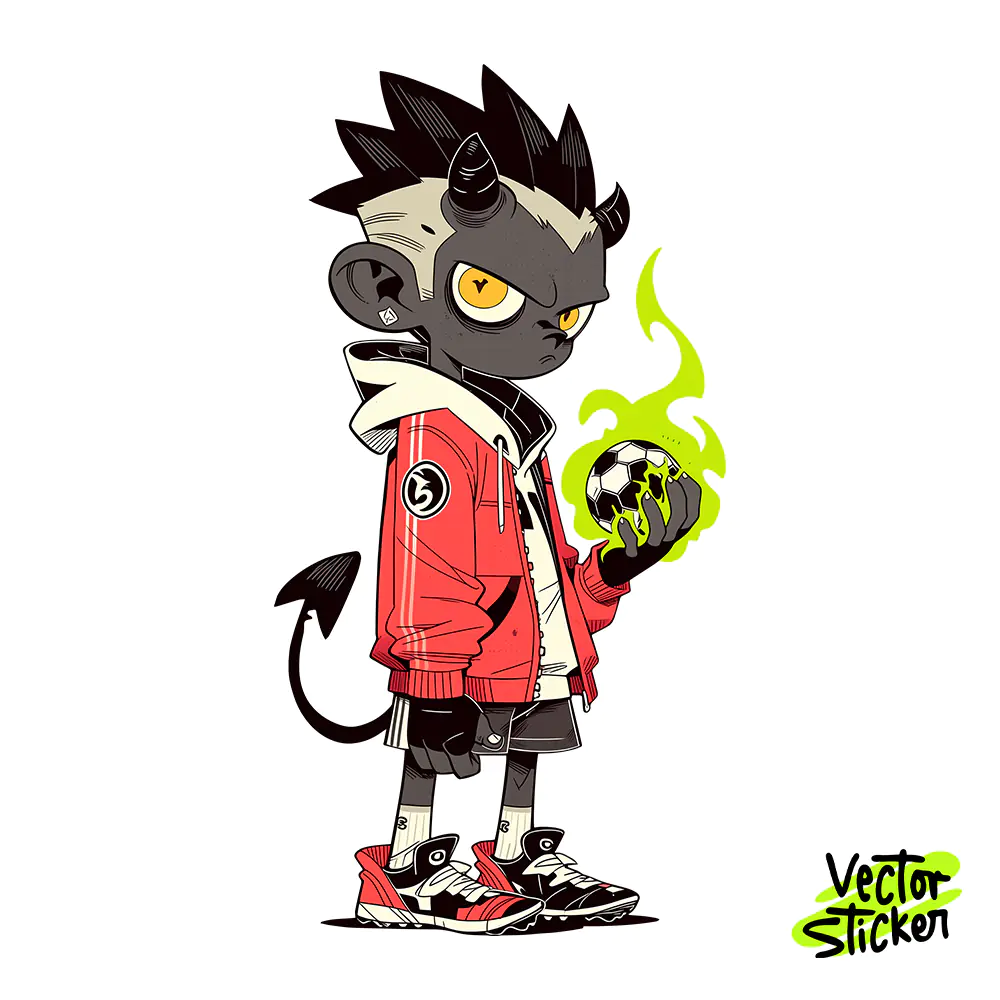 Dark Elf Soccer Player Sticker Design – Streetwear Vibe | VectorSticker Free PNG Download