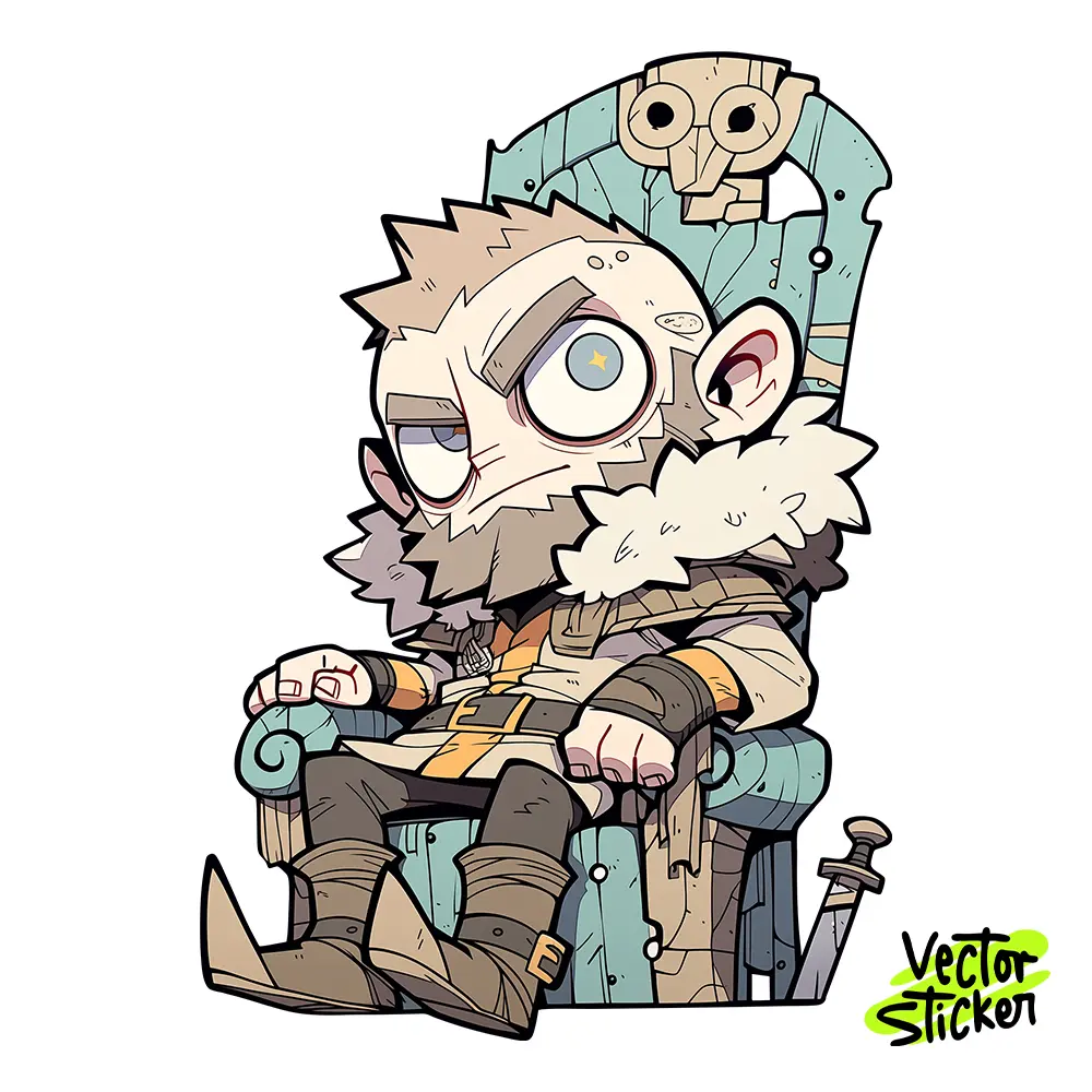 Chibi Viking King Sticker Design – Nordic Throne Art | VectorSticker Free PNG Download