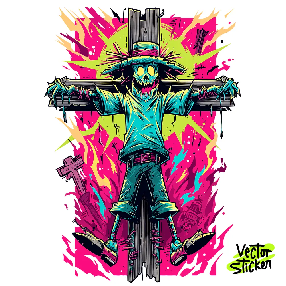 Cartoon Halloween Scarecrow Sticker