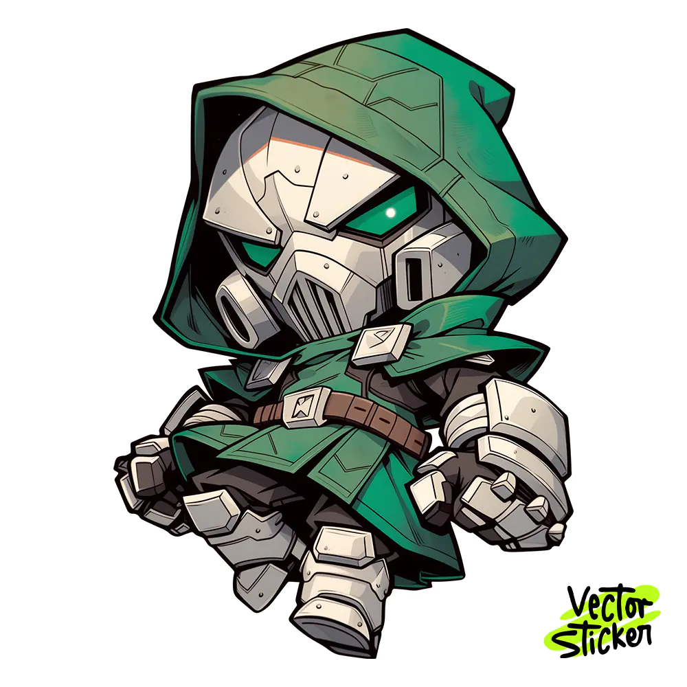 Tactical Masked Villain Sticker Design – Chibi Style | VectorSticker Free PNG Download
