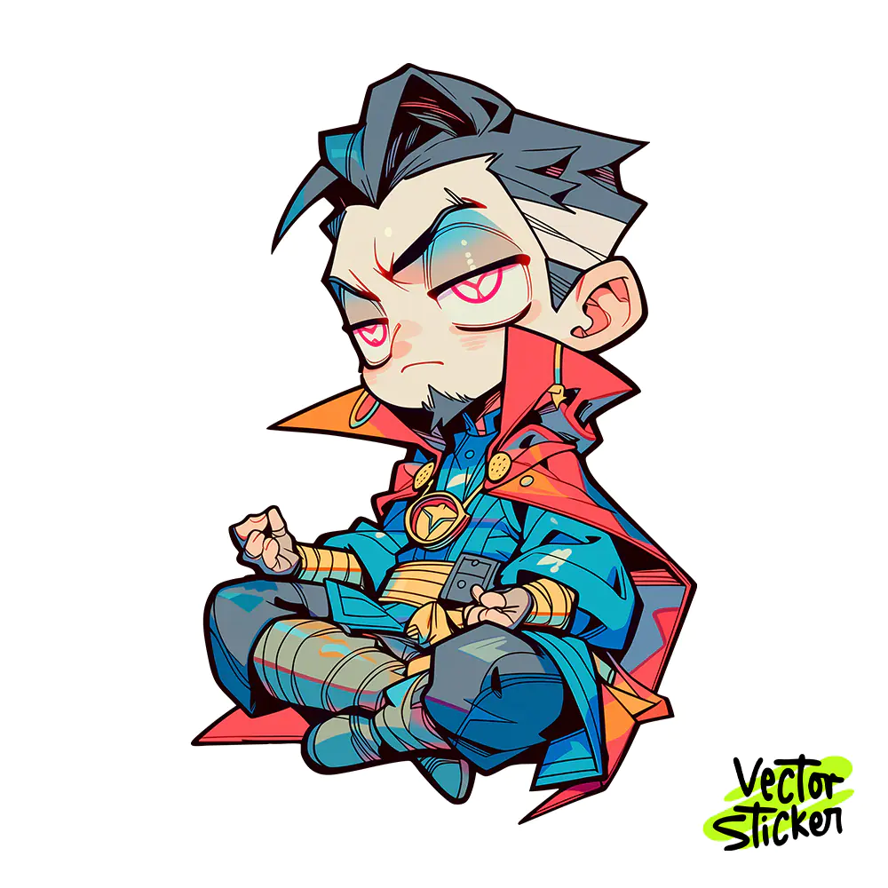 Sorcerer Supreme Sticker Design – Chibi Style | VectorSticker Free PNG Download
