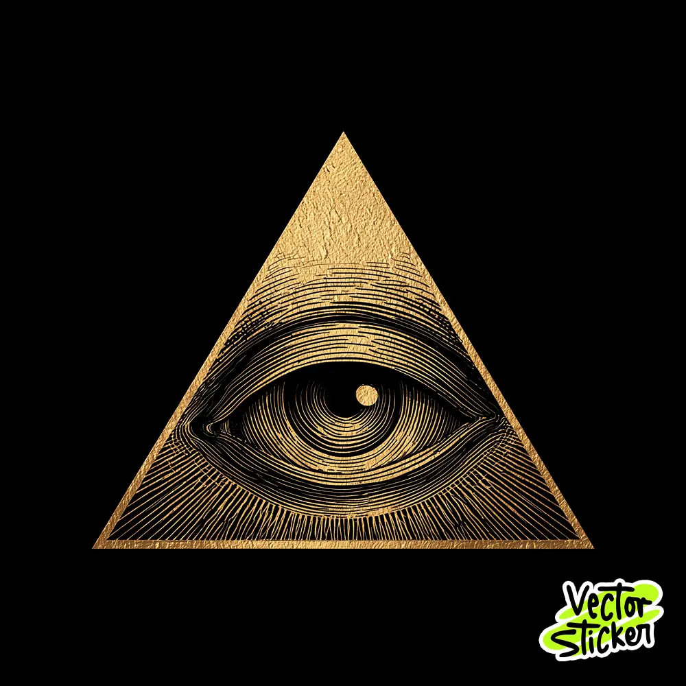 Gold Leaf Eye of Providence Pyramid Vector Sticker – VectorSticker Free PNG