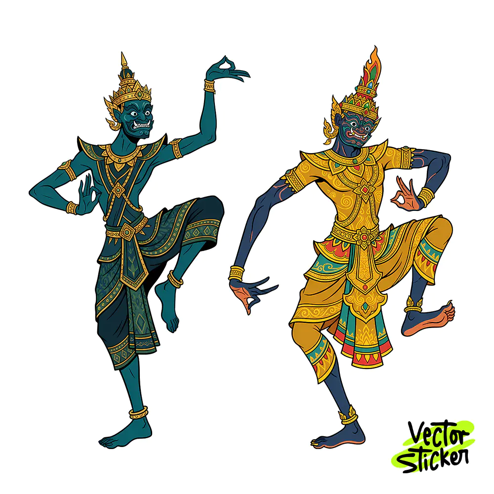 Myanmar Ogre Belu Sticker Design – Mythical Cultural Dance | VectorSticker Free PNG Download