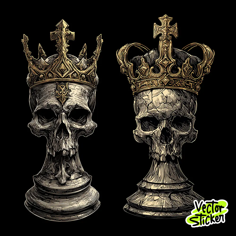 Chess King Piece Skull Tshirt Design – Dark Fantasy Vibe | VectorSticker Free PNG Download