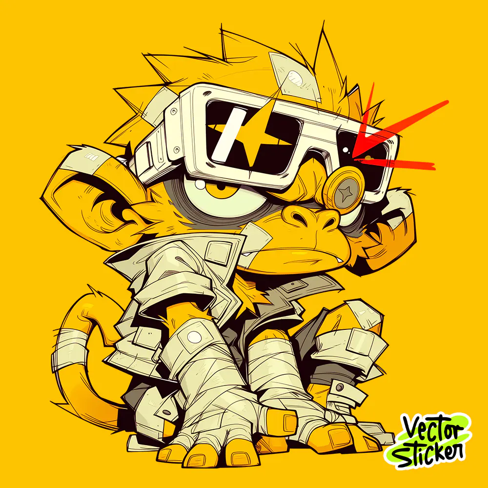 Cyberpunk Monkey Graffiti Sticker Design | VectorSticker Free PNG Download